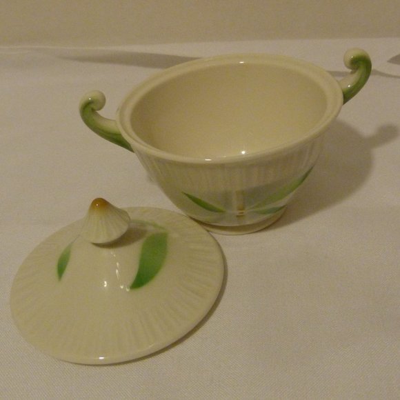 SYRACUSE China Made in USA "Shelledge Bamboo" Sugar Bowl With Lid - Picture 4 of 11